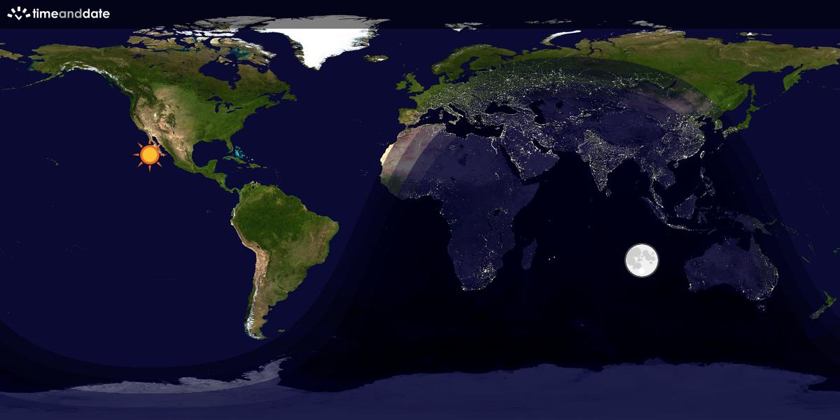 Verdenskart som viser dag og natt 