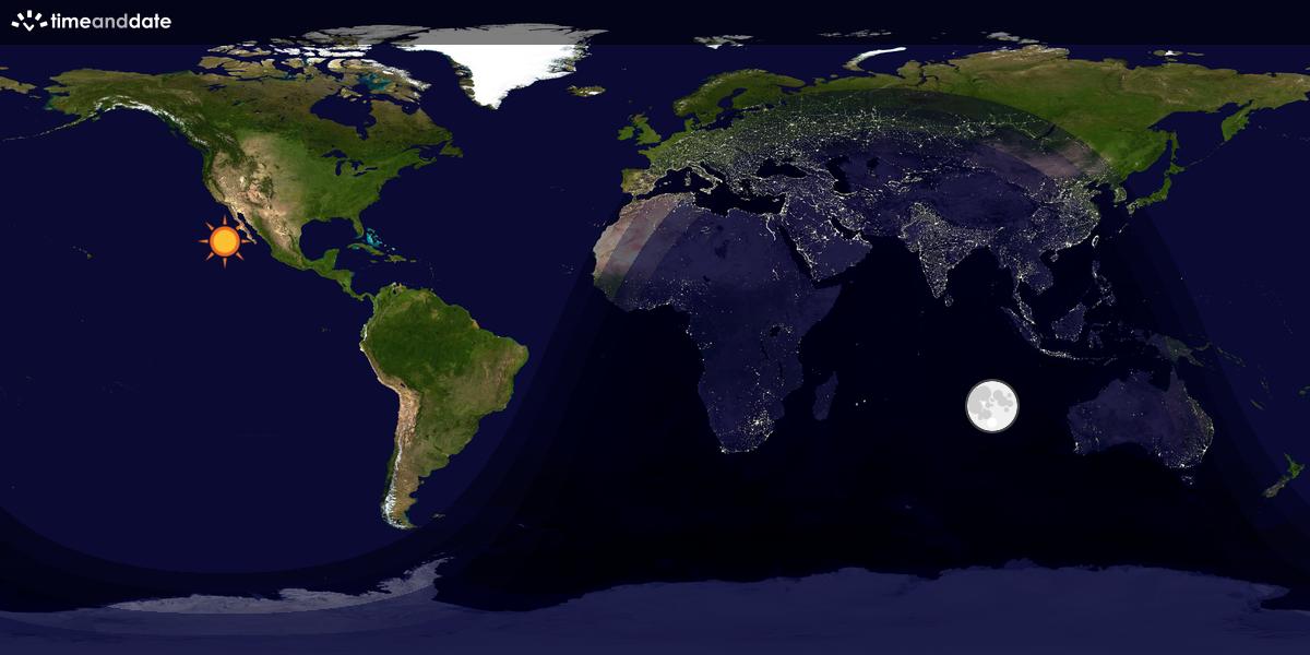 Verdenskart som viser dag og natt 