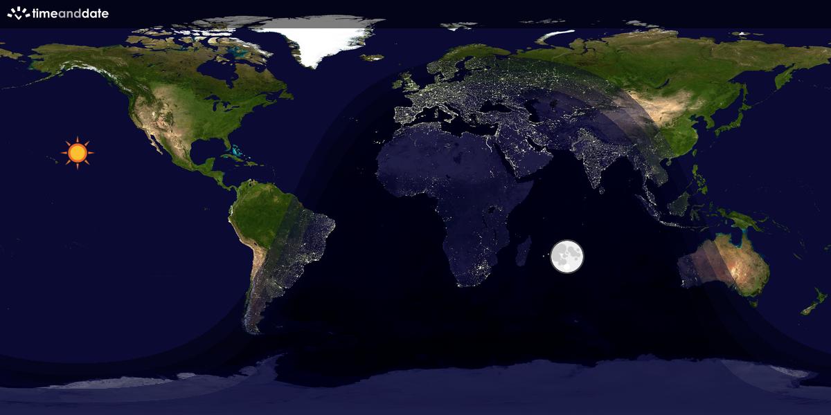 Verdenskart som viser dag og natt 
