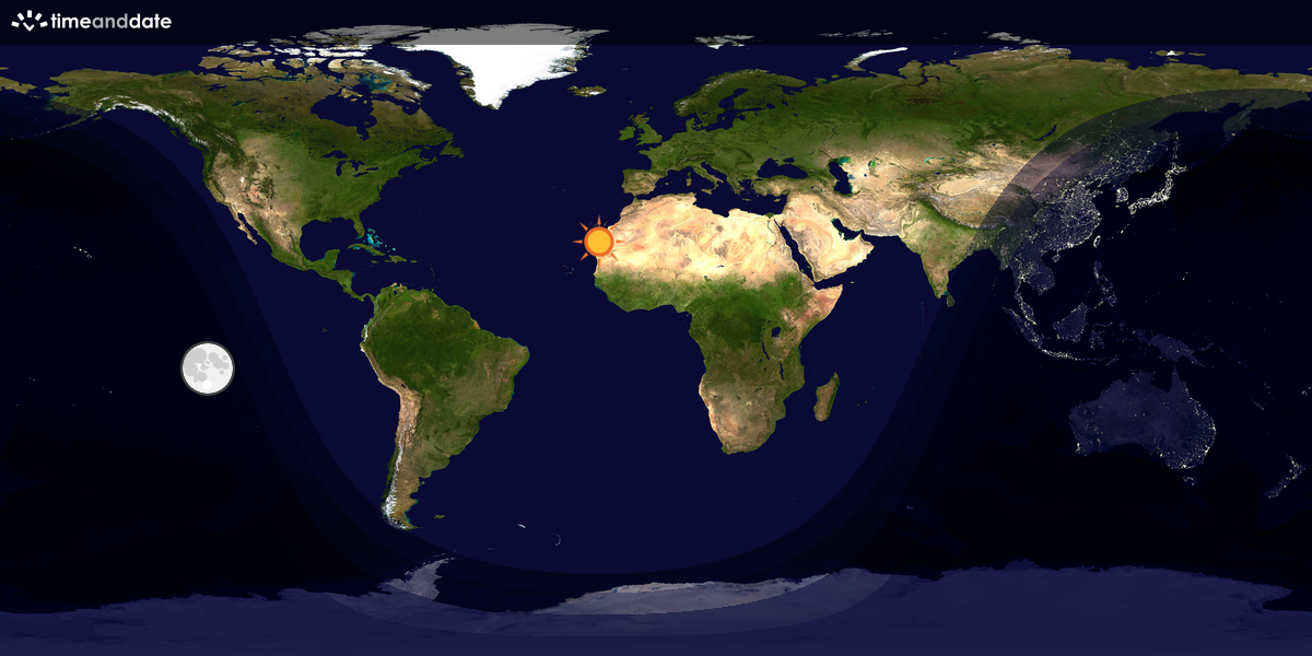 Verdenskart som viser dag og natt 