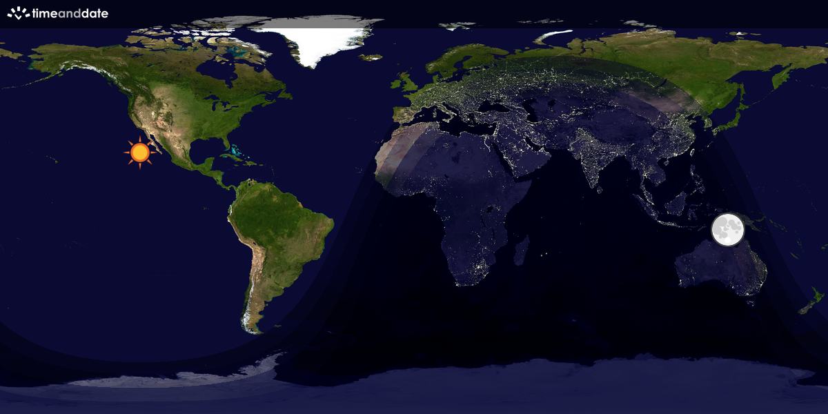 Verdenskart som viser dag og natt 