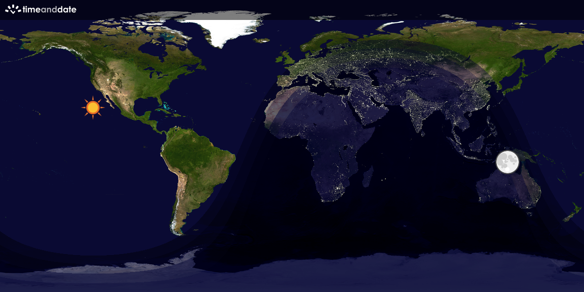 Verdenskart som viser dag og natt 