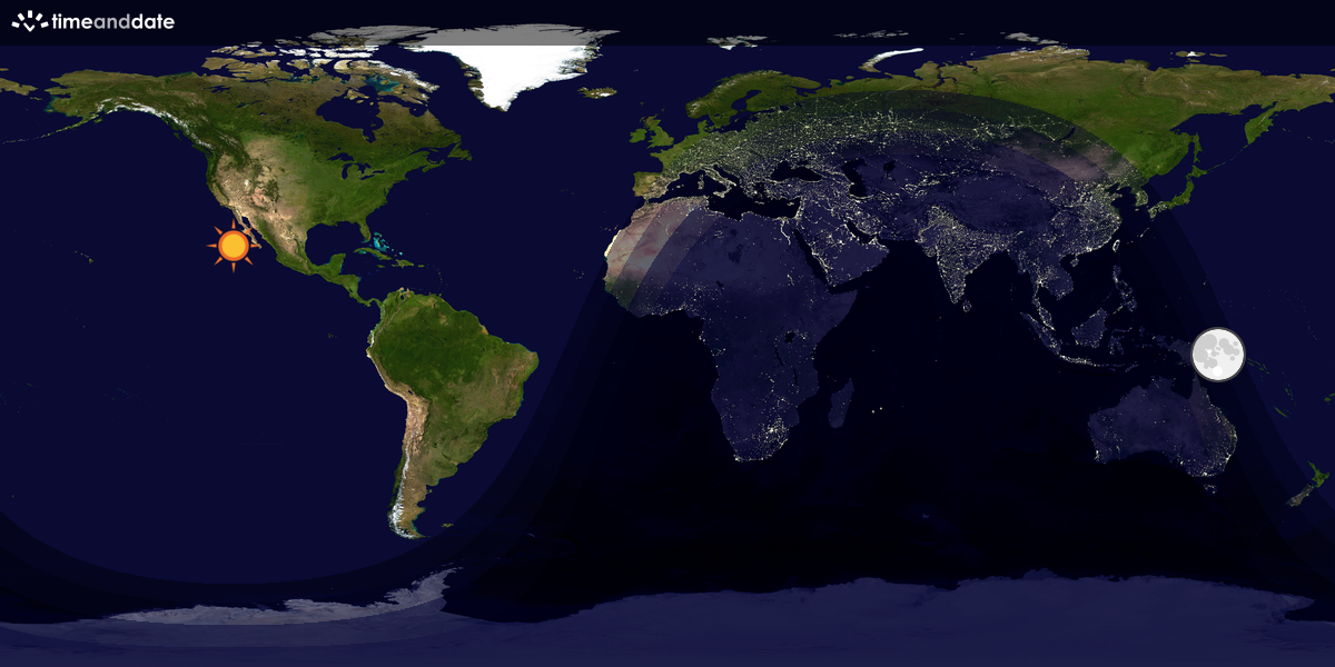 Verdenskart som viser dag og natt 