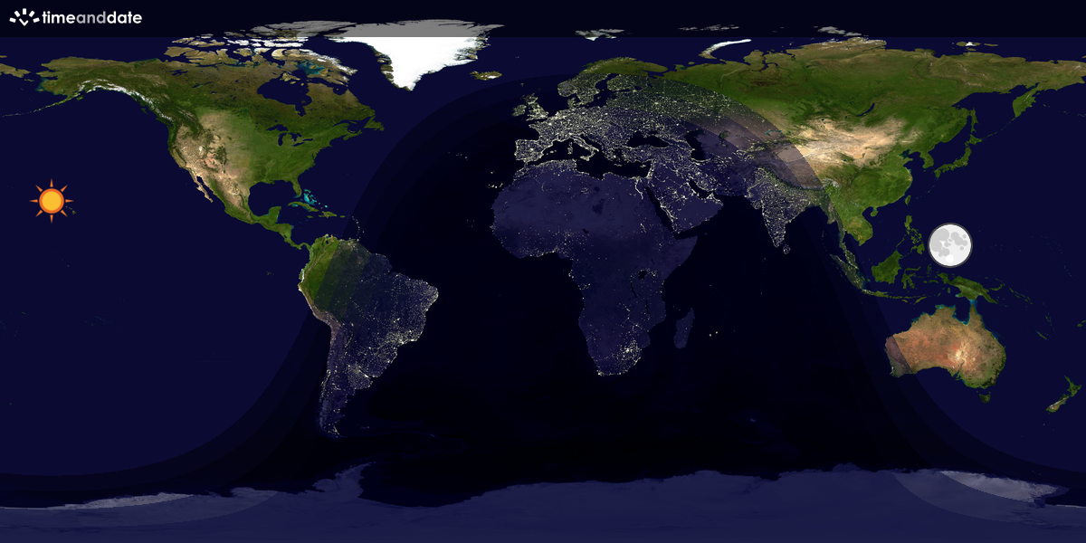 Verdenskart som viser dag og natt 