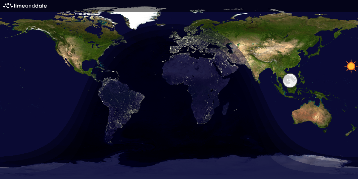 Verdenskart som viser dag og natt 