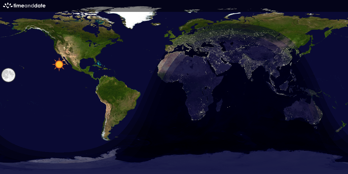Verdenskart som viser dag og natt 