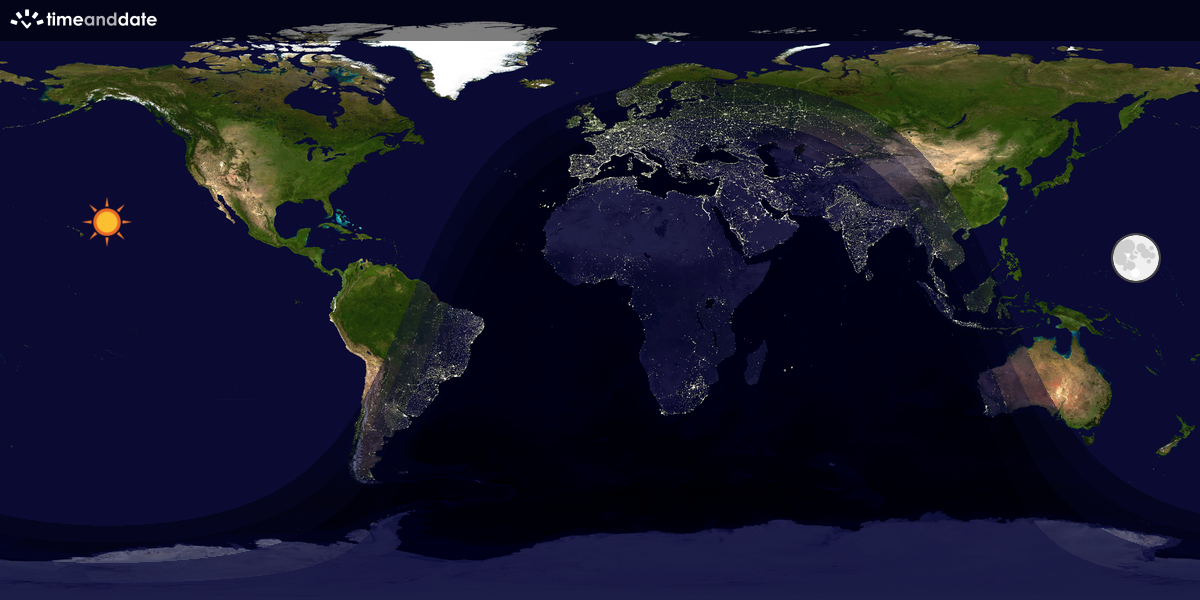 Verdenskart som viser dag og natt 