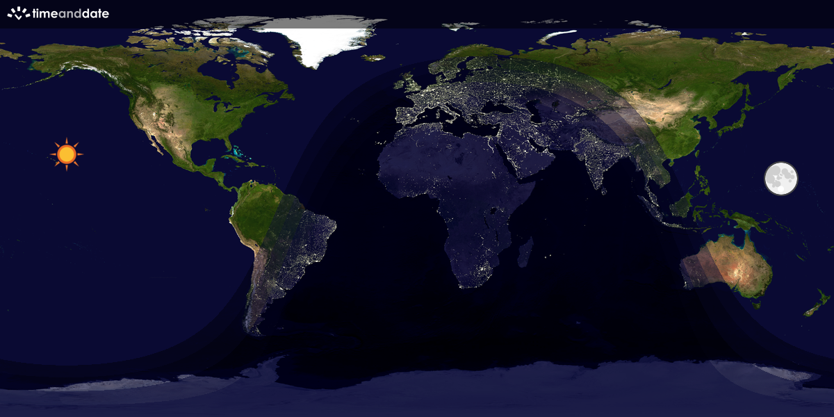 Verdenskart som viser dag og natt 