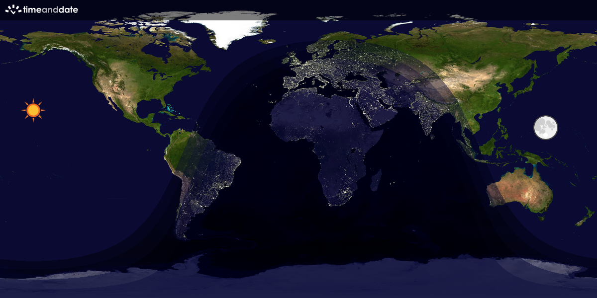 Verdenskart som viser dag og natt 
