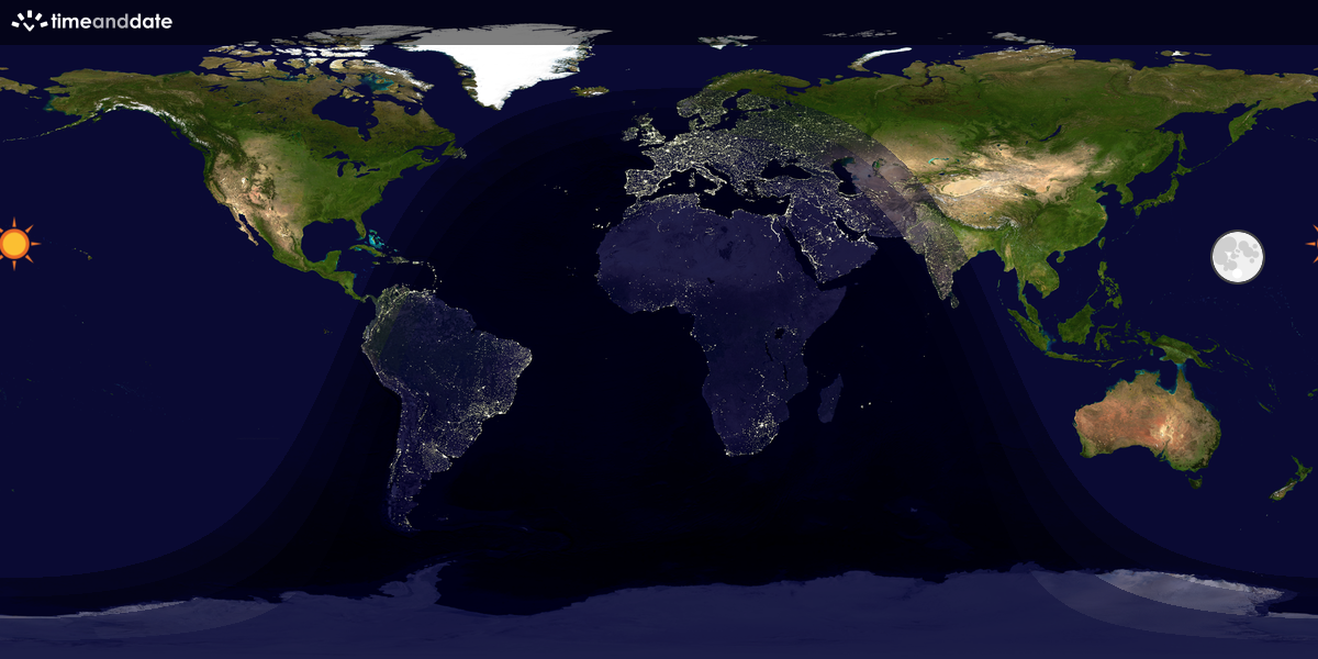 Verdenskart som viser dag og natt 