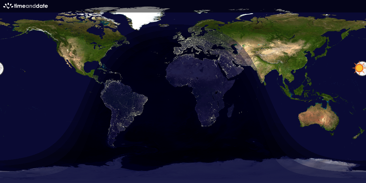 Verdenskart som viser dag og natt 