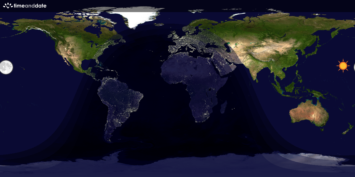 Verdenskart som viser dag og natt 
