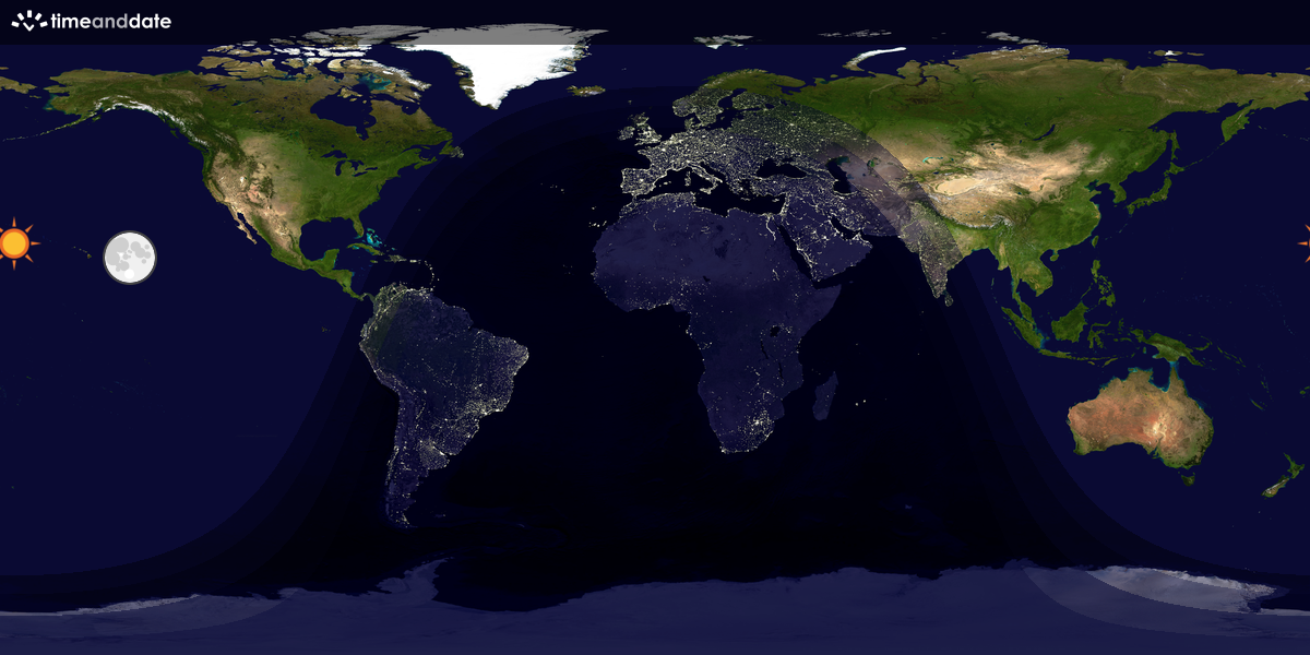 Verdenskart som viser dag og natt 