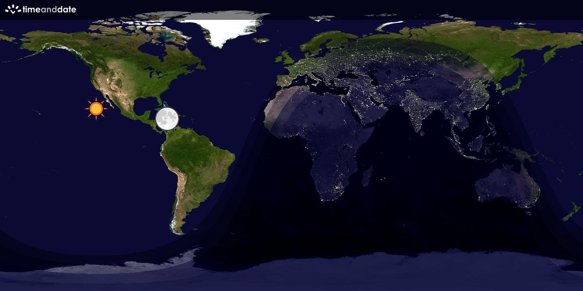 Verdenskart som viser dag og natt 