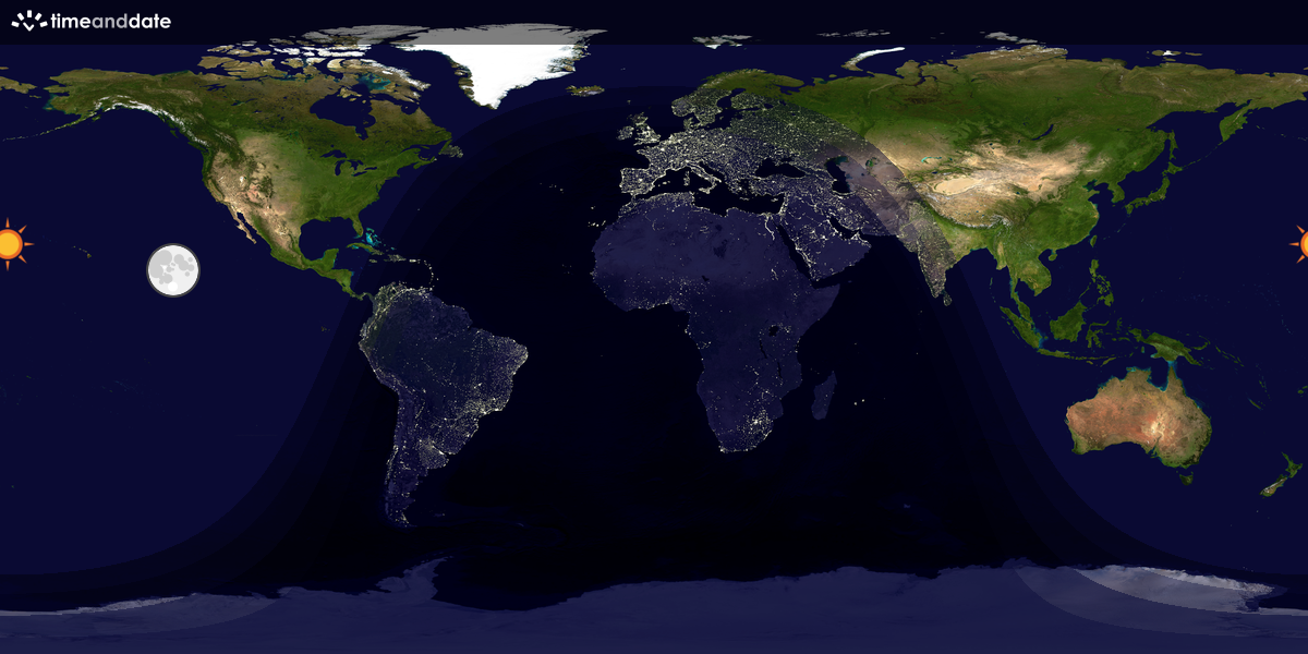 Verdenskart som viser dag og natt 