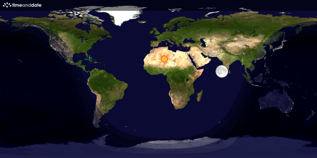 Verdenskart som viser dag og natt 