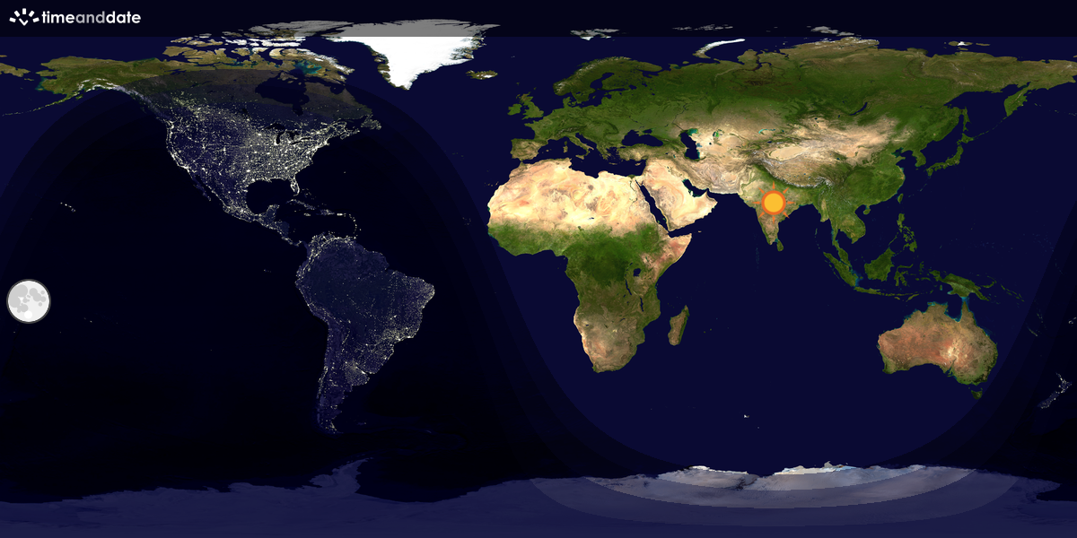 Verdenskart som viser dag og natt 