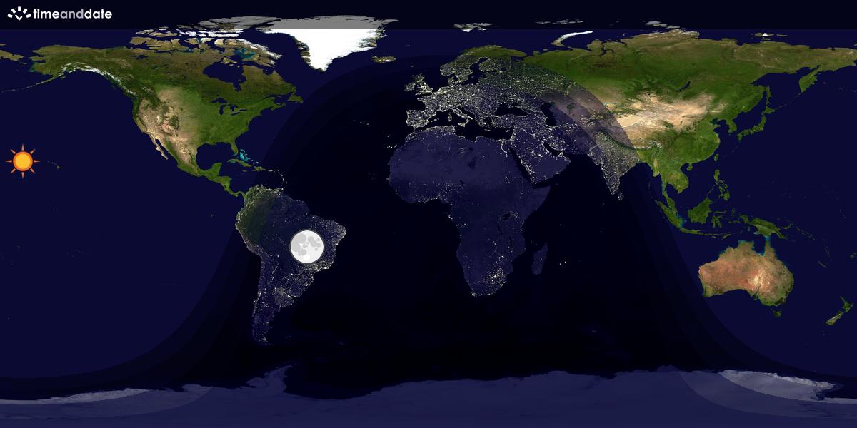 Verdenskart som viser dag og natt 