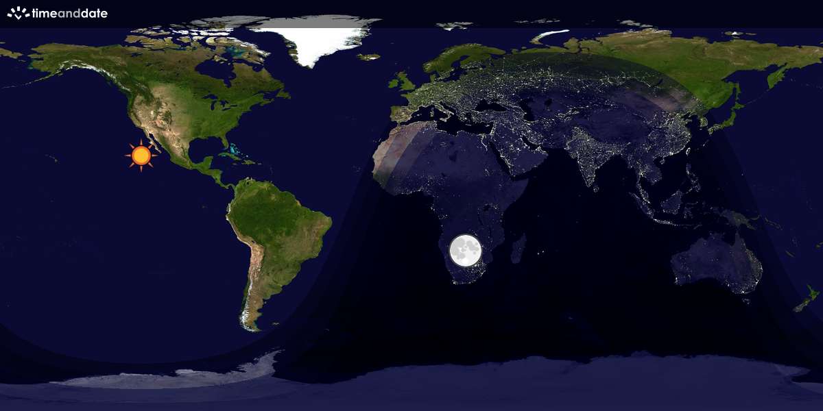 Verdenskart som viser dag og natt 