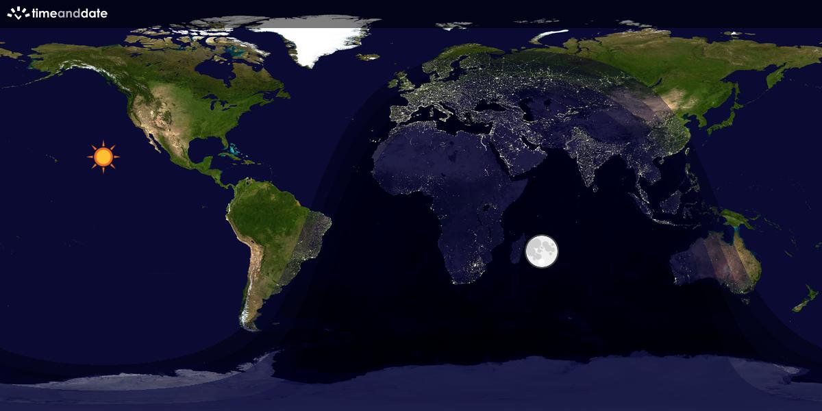 Verdenskart som viser dag og natt 