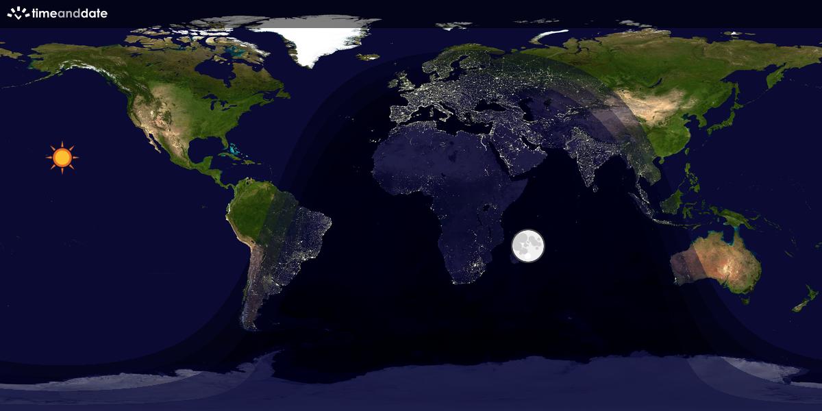 Verdenskart som viser dag og natt 