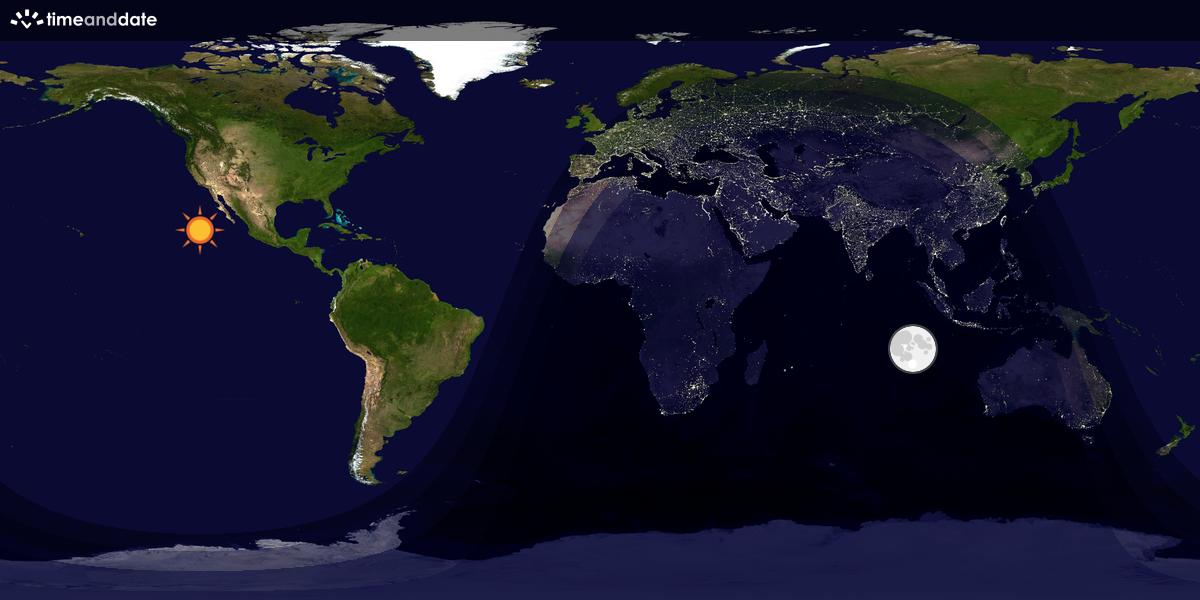 Verdenskart som viser dag og natt 