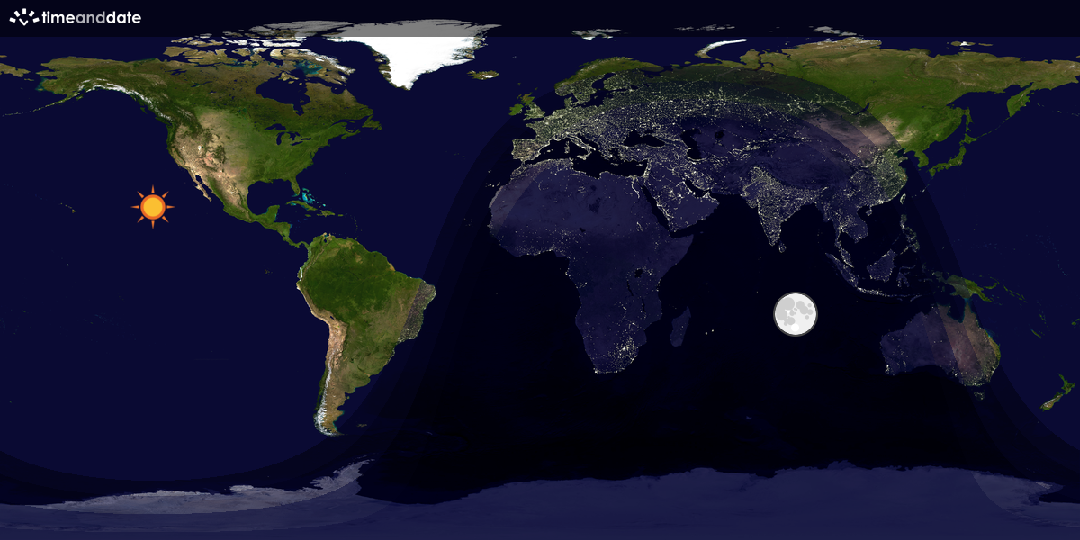 Verdenskart som viser dag og natt 