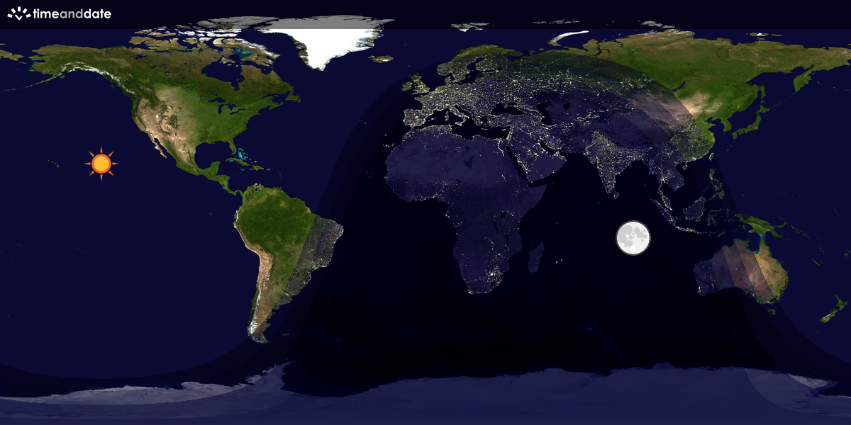 Verdenskart som viser dag og natt 