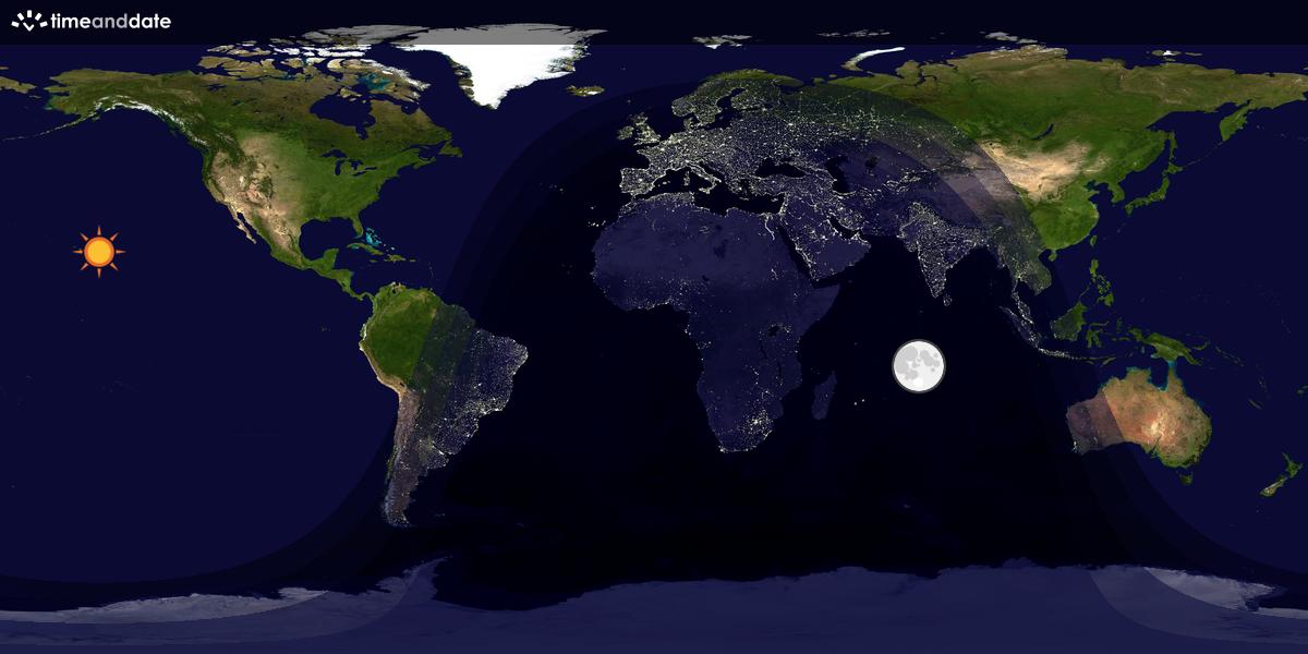Verdenskart som viser dag og natt 