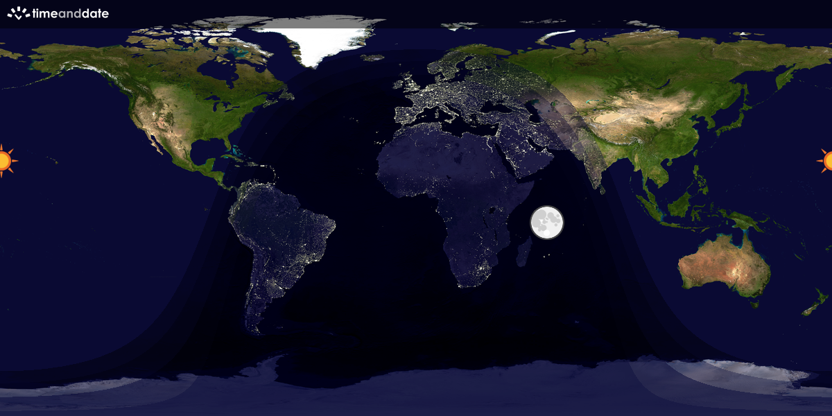Verdenskart som viser dag og natt 