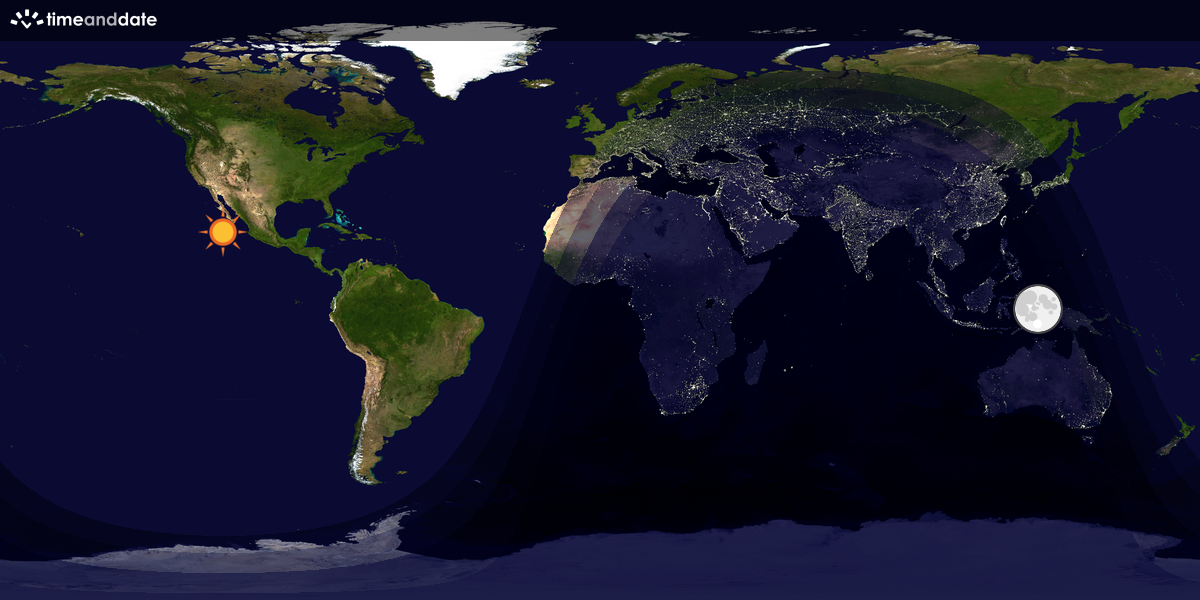 Verdenskart som viser dag og natt 