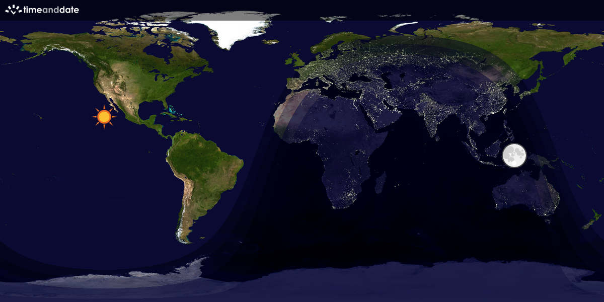Verdenskart som viser dag og natt 