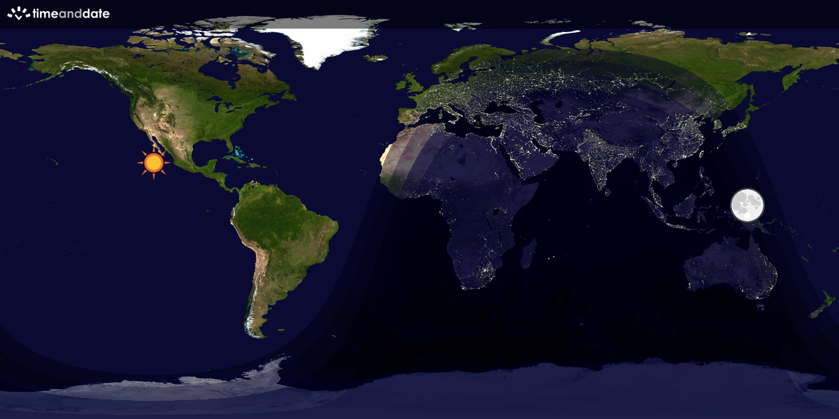 Verdenskart som viser dag og natt 