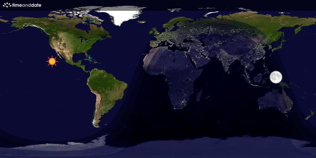 Verdenskart som viser dag og natt 