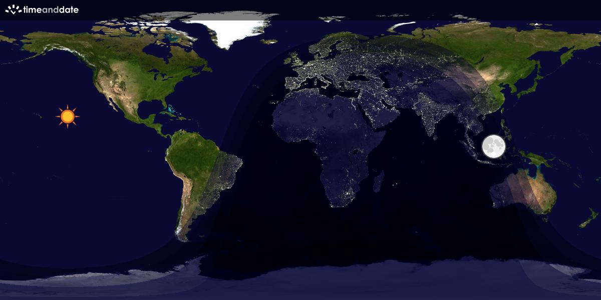 Verdenskart som viser dag og natt 