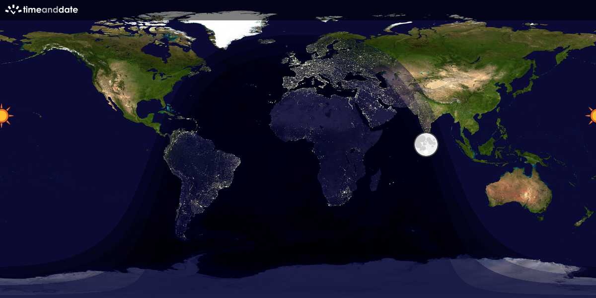 Verdenskart som viser dag og natt 