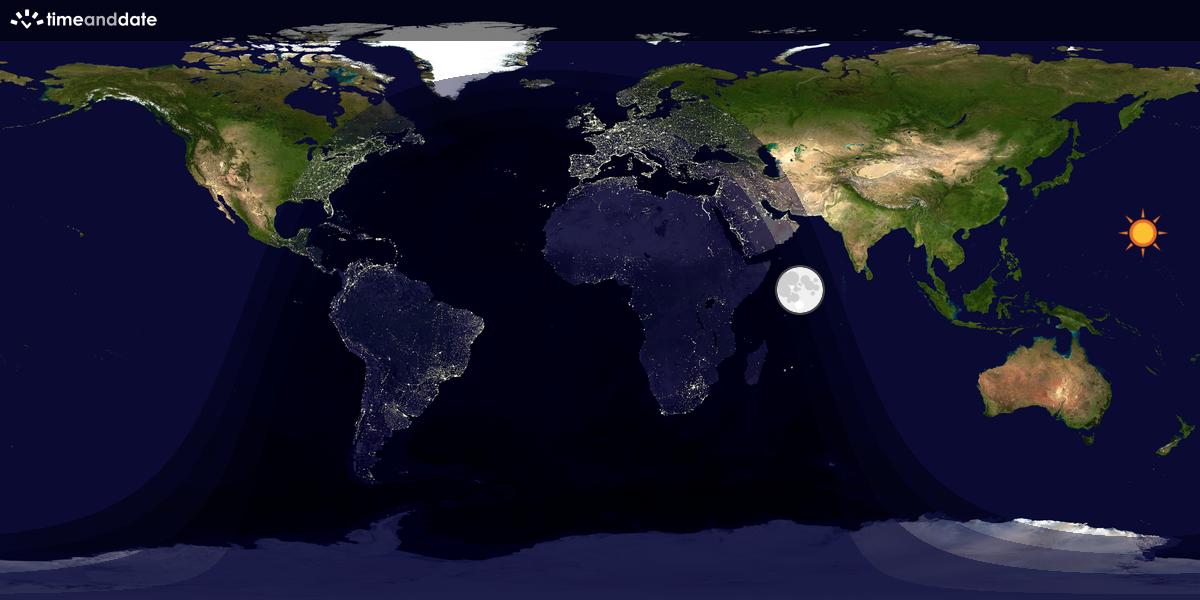 Verdenskart som viser dag og natt 