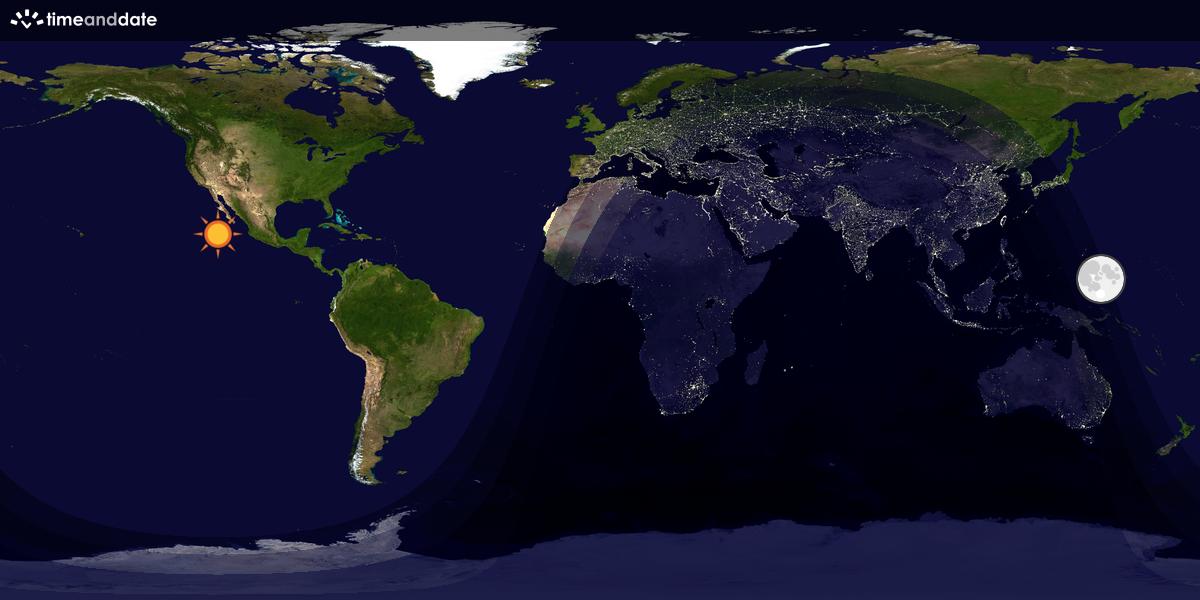 Verdenskart som viser dag og natt 