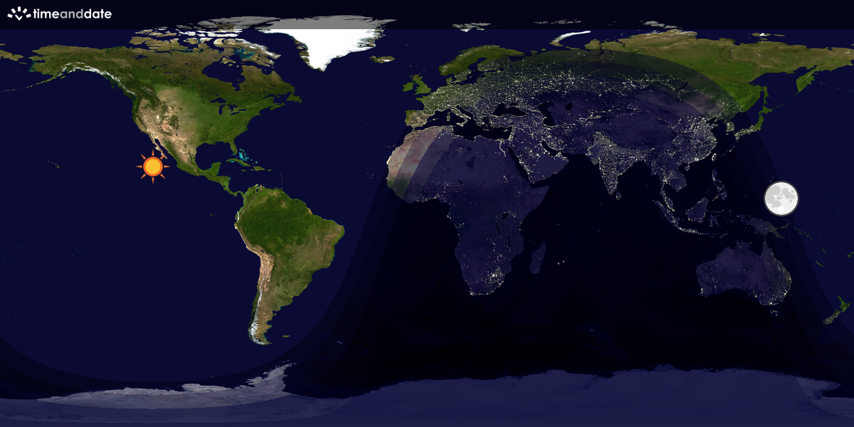 Verdenskart som viser dag og natt 