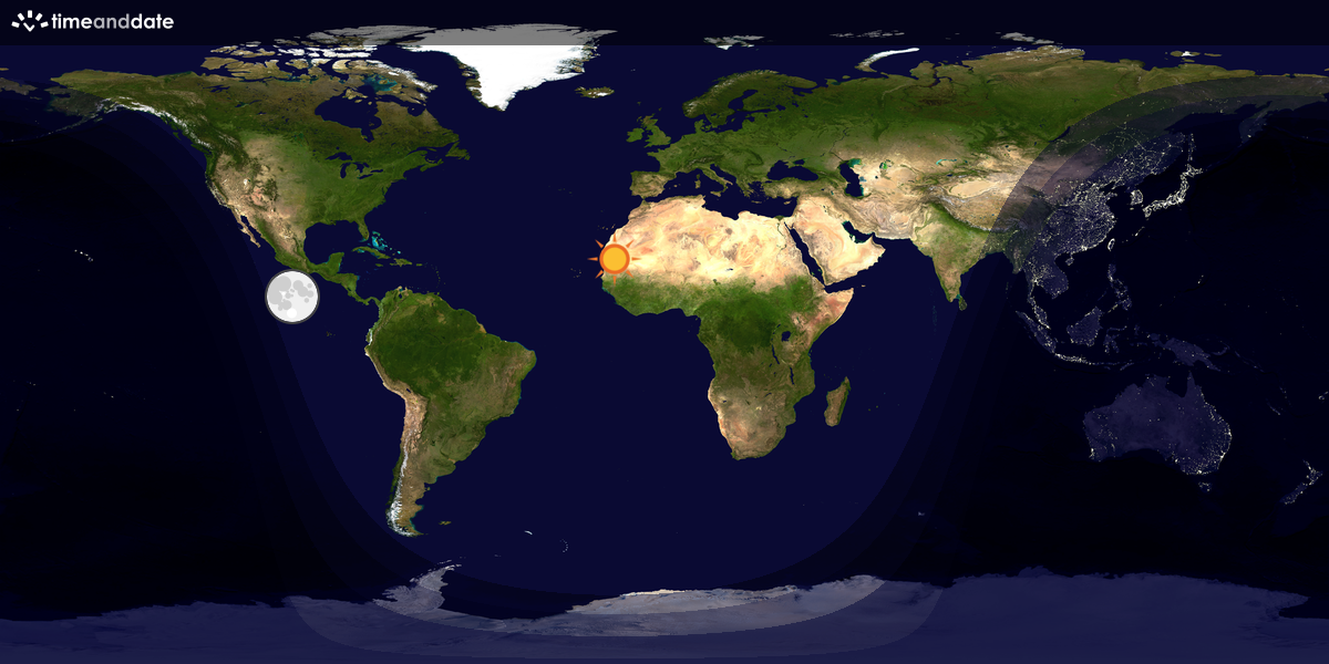 Verdenskart som viser dag og natt 