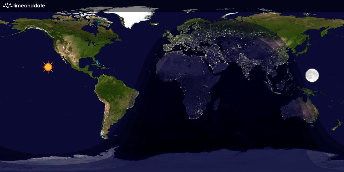 Verdenskart som viser dag og natt 