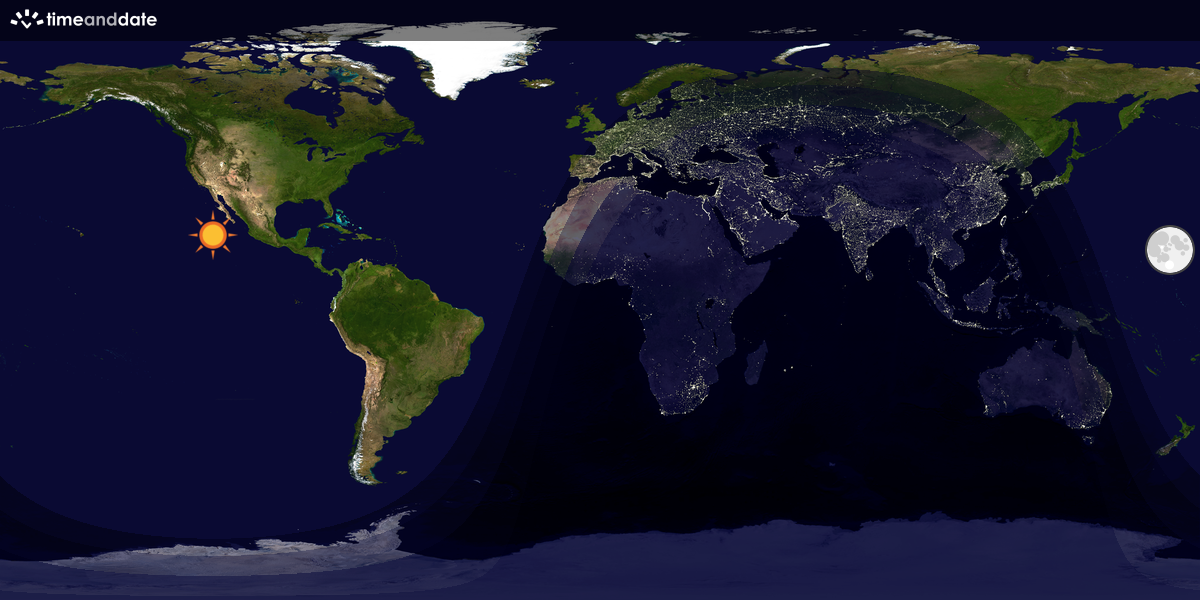 Verdenskart som viser dag og natt 