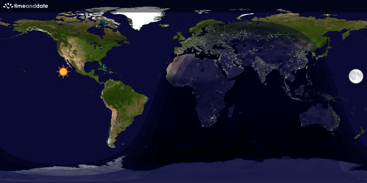 Verdenskart som viser dag og natt 