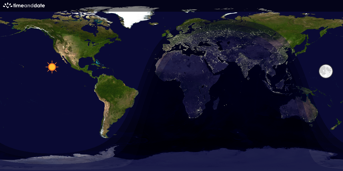 Verdenskart som viser dag og natt 