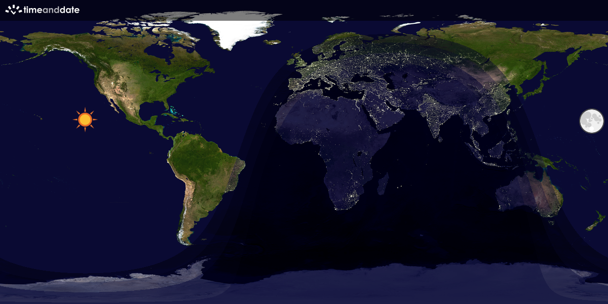 Verdenskart som viser dag og natt 