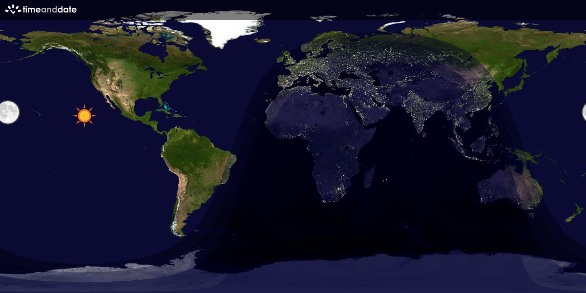 Verdenskart som viser dag og natt 
