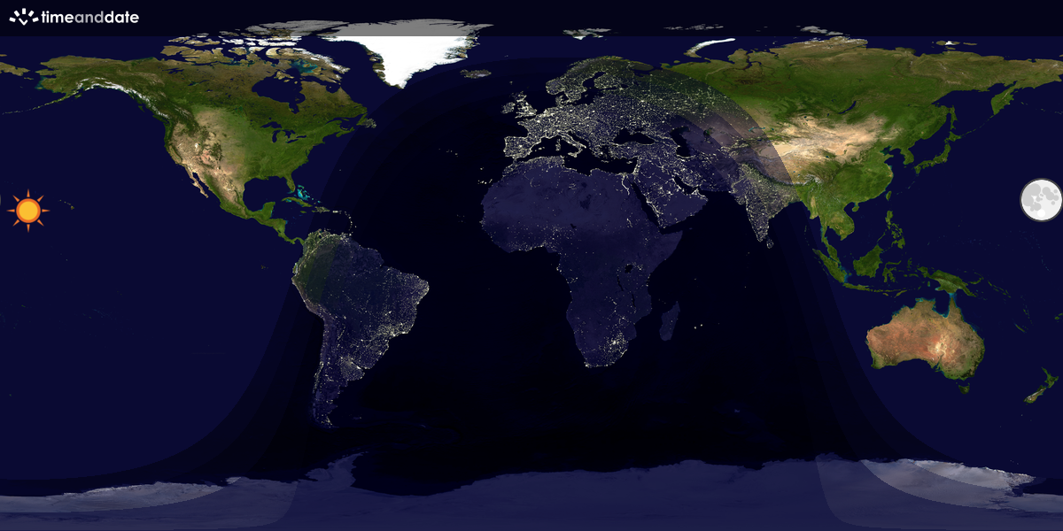 Verdenskart som viser dag og natt 
