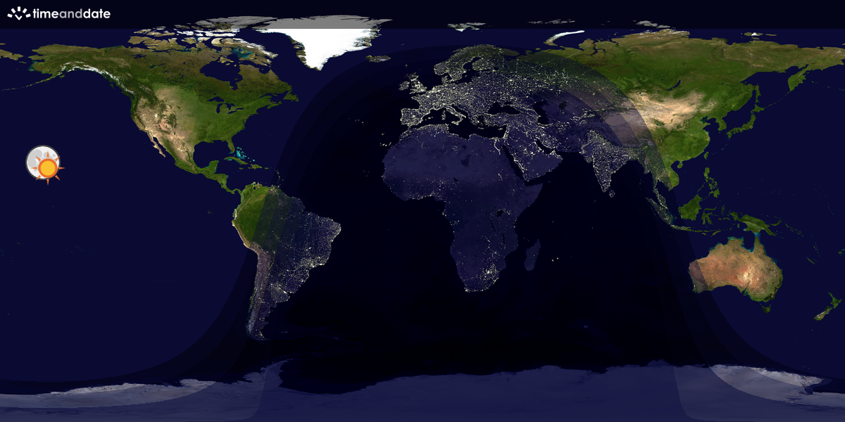 Verdenskart som viser dag og natt 