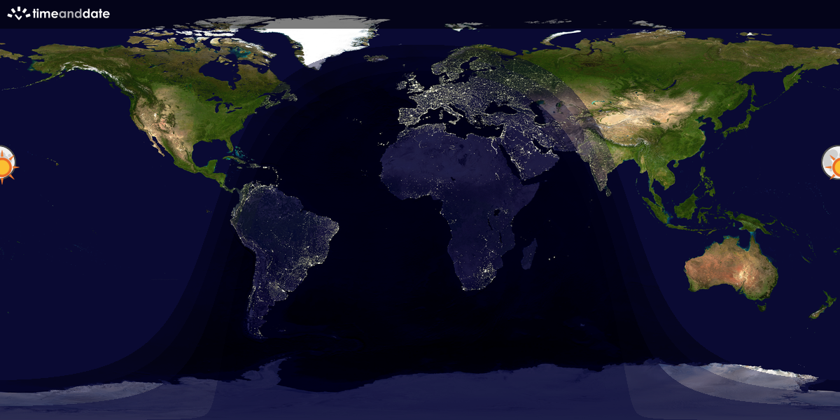Verdenskart som viser dag og natt 