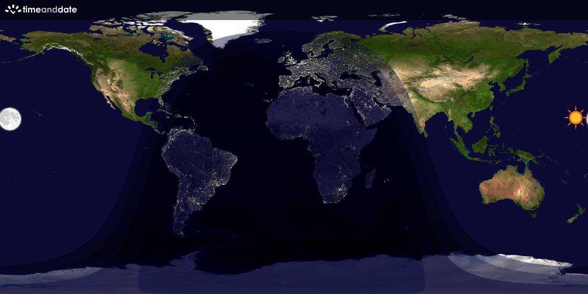 Verdenskart som viser dag og natt 